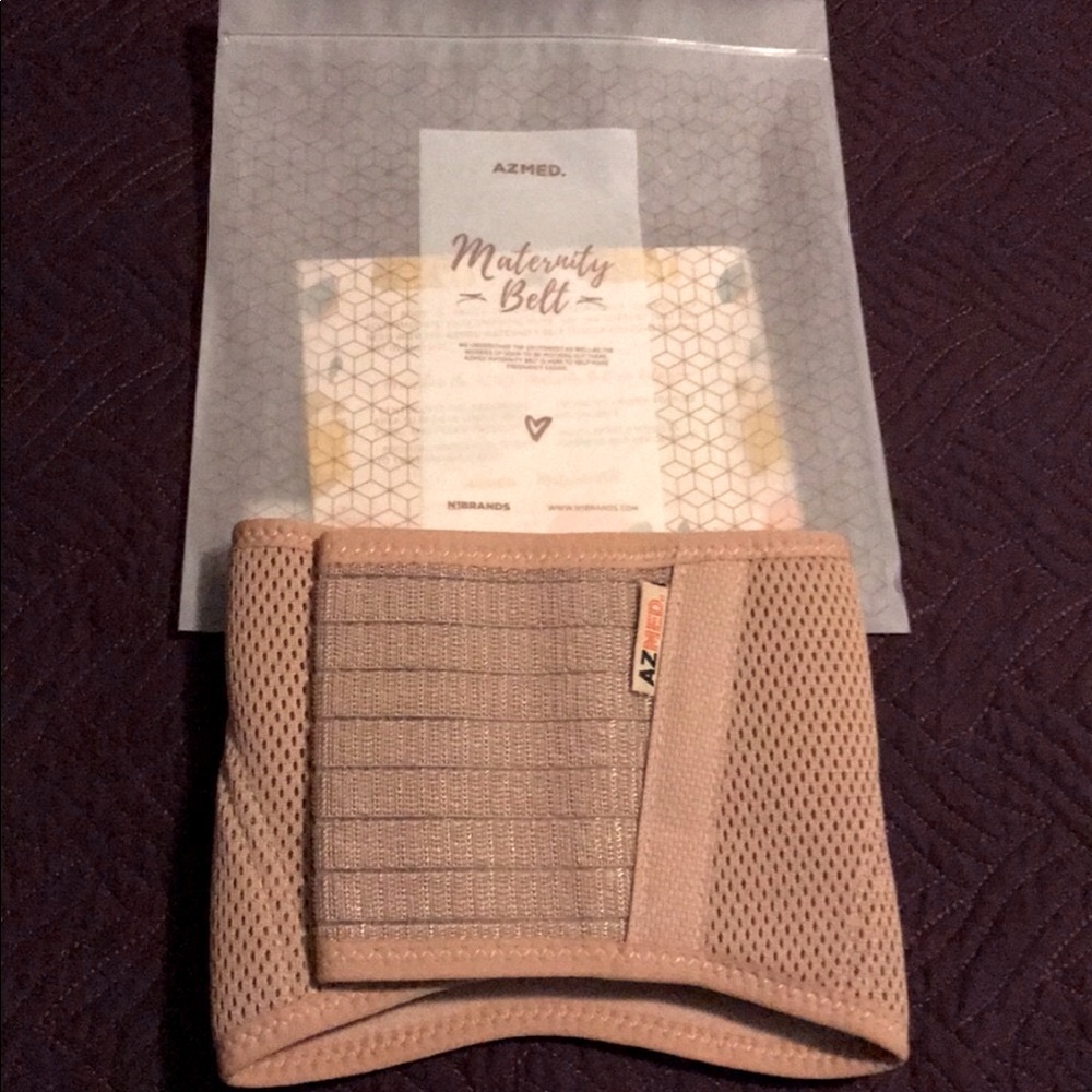AZMED MATERNITY SUPPORT BELT  NEW IN PACKAGE TAN BELLY BINDER LIFT  43 1/2” X 7”